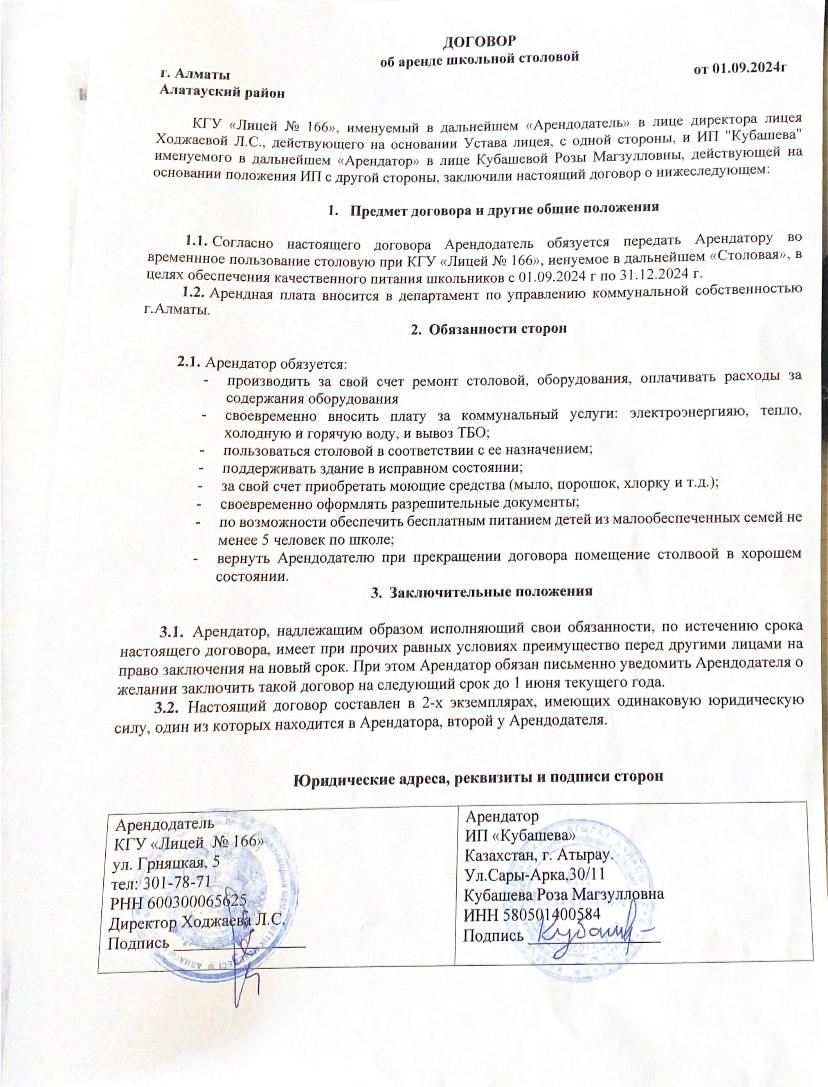 Договор об аренде столовой 2024-2025 у.г.